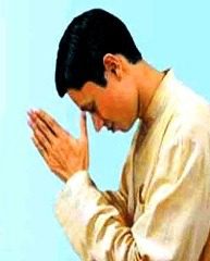 Purush Maa ko pranam karate huye